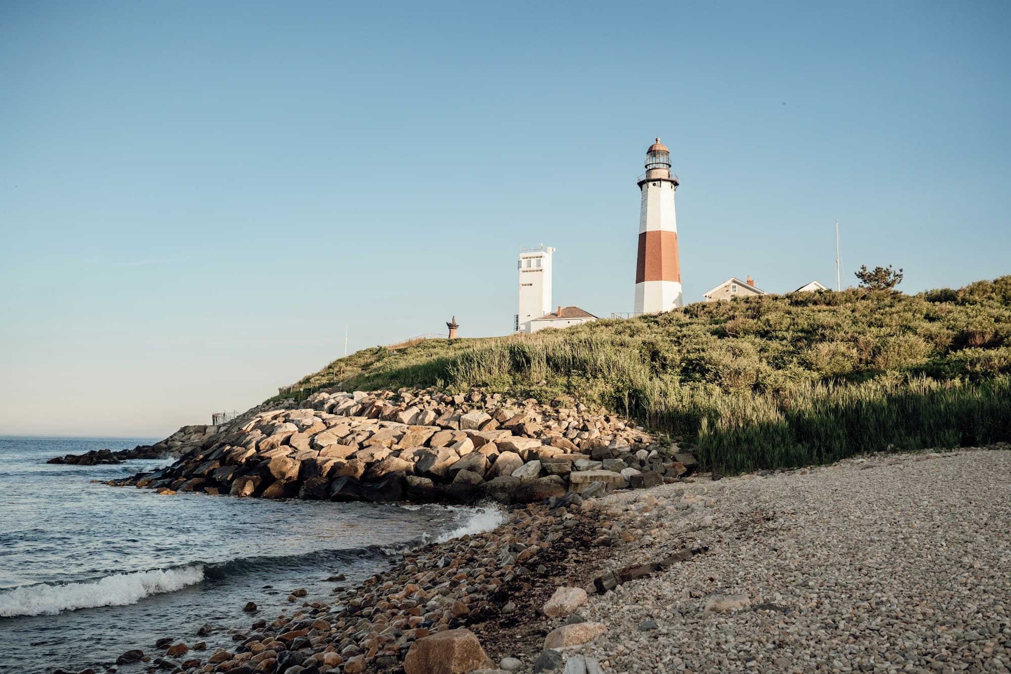 Montauk Point Lighthouse above the bluffs